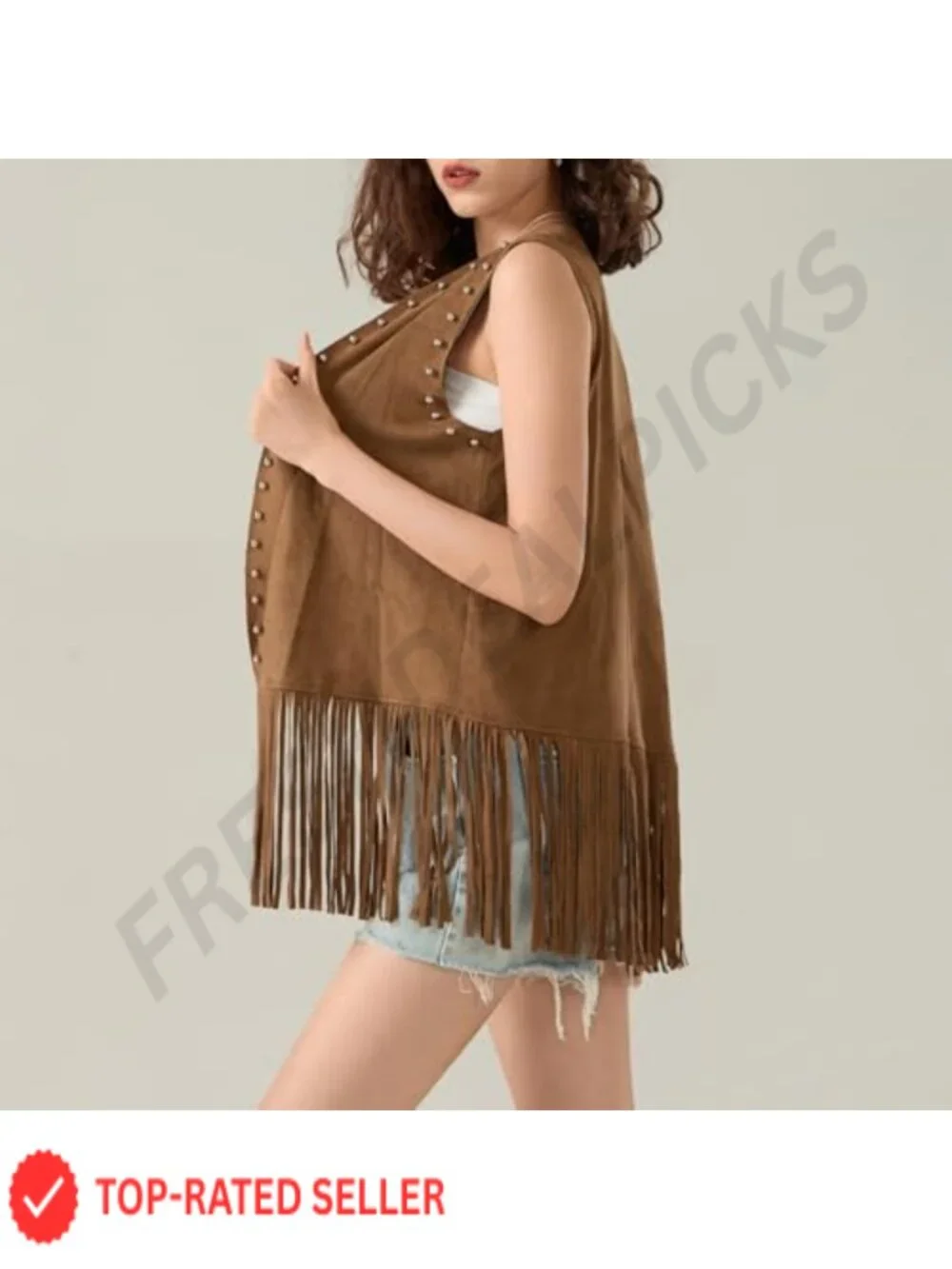 Fringe Vest Women Sleeveless Western Cowgirl Faux Suede Tassel Cardigan Hippie